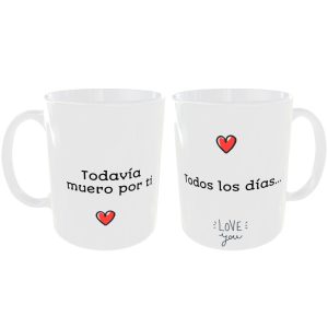 SET 2 TAZAS TODAVIA MUERO POR TI TODOS LOS DIAS